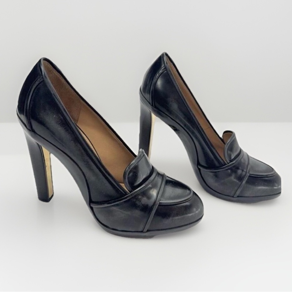SALVATORE FERRAGAMO pumps oxfords heels gray black sz 9 fits 8.5 Vintage Retro